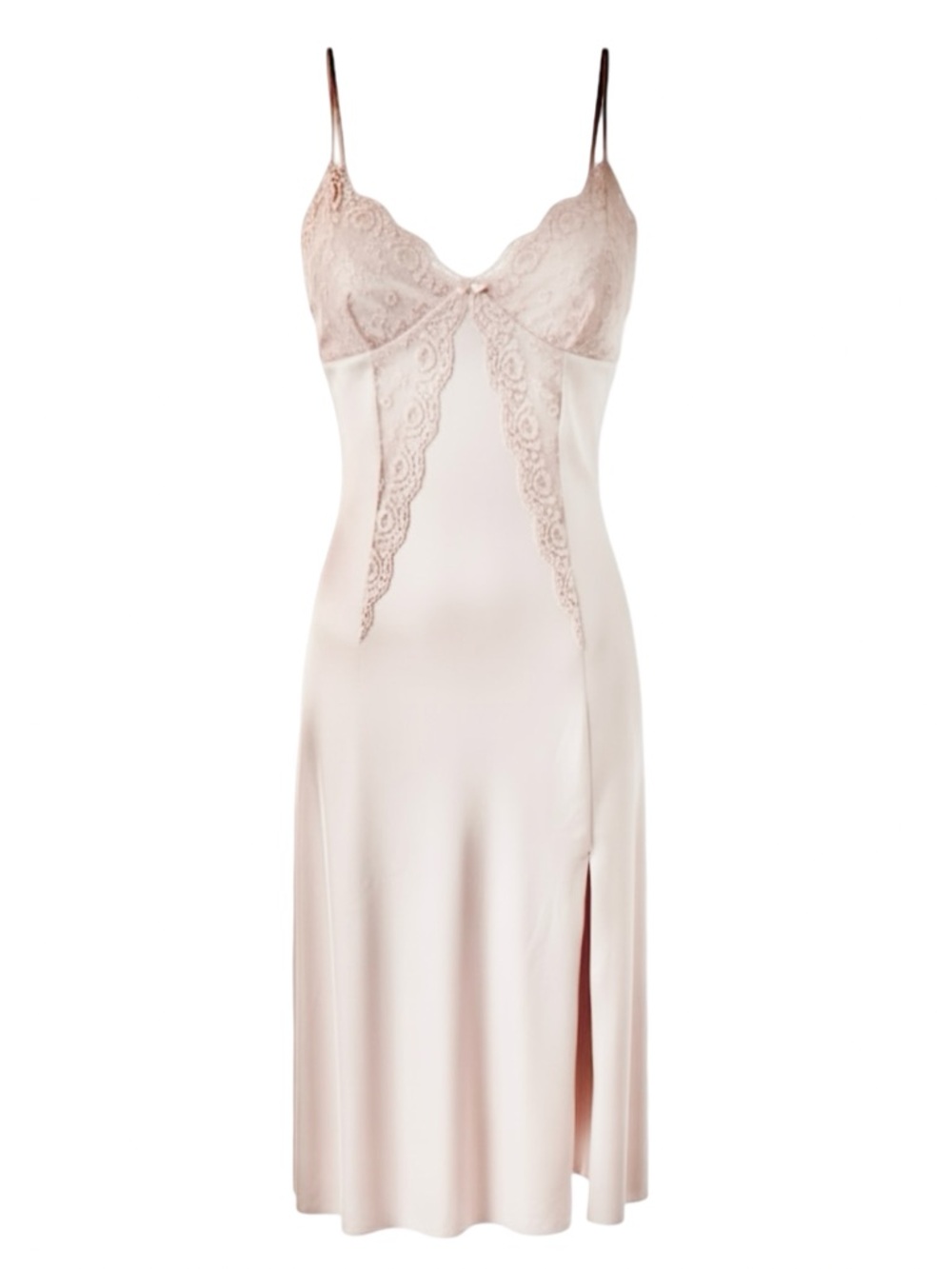 🤘🏼Vintage Grunge Goddess Satin & Lace Front Slit Slip/Slipdress
